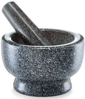 5five Vijzel met stamper Graniet - zwart - D13 x H8 cm - Kruiden maler - Specerijen maler