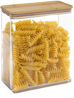 5five Voedsel bewaren keuken voorraadpot - 2x - kunststof/bamboe - 4000 ml