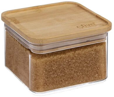 5five Voedsel bewaren keuken voorraadpot - kunststof/bamboe - 500 ml