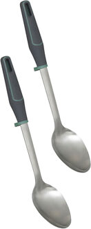 5five Voedsel opscheplepel - 2x - zilver - RVS - 34 cm - Keukengerei - Robuust/duurzaam