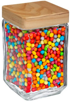 5five voedsel/spullen voorraadpot - Glas en houten deksel - 1250 ml - luchtdichte sluiting