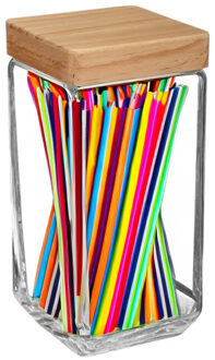 5five voedsel/spullen voorraadpot - Glas en houten deksel - 2000 ml - luchtdichte sluiting