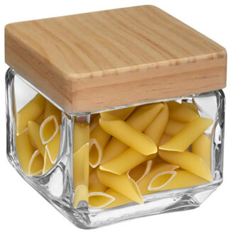 5five voedsel/spullen voorraadpot - Glas en houten deksel - 850 ml - luchtdichte sluiting