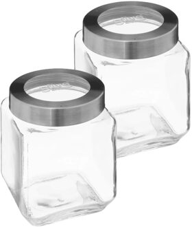 5five voedsel voorraadpot MIRO met draaideksel - 2x - glas - 1.2L - 11 x 14 cm - weckpot