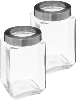 5five voedsel voorraadpot MIRO met draaideksel - 2x - glas - 1.6L - 11 x 19 cm - weckpot