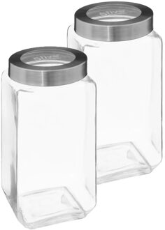 5five voedsel voorraadpot MIRO met draaideksel - 2x - glas - 2L - 11 x 23 cm - weckpot