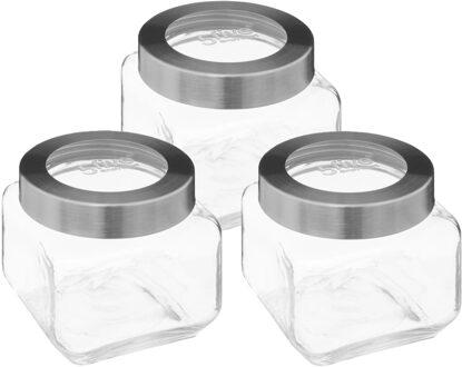 5five voedsel voorraadpot MIRO met draaideksel - 3x - glas - 0.8L - 11 x 11 cm - weckpot