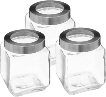 5five voedsel voorraadpot MIRO met draaideksel - 3x - glas - 1.2L - 11 x 14 cm - weckpot