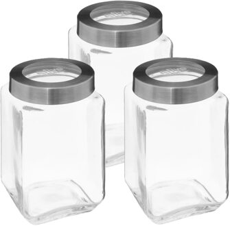 5five voedsel voorraadpot MIRO met draaideksel - 3x - glas - 1.6L - 11 x 19 cm - weckpot
