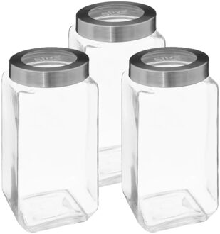 5five voedsel voorraadpot MIRO met draaideksel - 3x - glas - 2L - 11 x 23 cm - weckpot