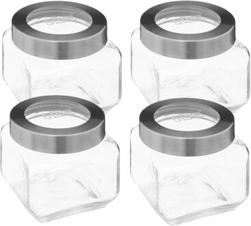5five voedsel voorraadpot MIRO met draaideksel - 4x - glas - 0.8L - 11 x 11 cm - weckpot