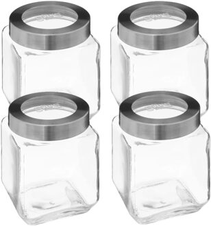 5five voedsel voorraadpot MIRO met draaideksel - 4x - glas - 1.2L - 11 x 14 cm - weckpot