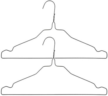 5five Voordeelset van 50x stuks metalen kledinghangers zwart 40 x 20 cm