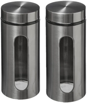 5five Voorraadbus - 2x - 1,25L - RVS - met deksel - voorraadpot - 1250 ml - luchtdicht