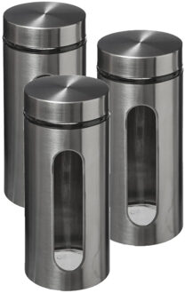 5five Voorraadbus - 3x - 1,25L - RVS - met deksel - voorraadpot - 1250 ml - luchtdicht