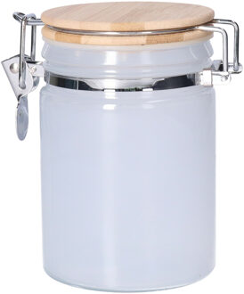 5five Voorraadbus/voorraadpot 0,75L glas wit met bamboe deksel en beugelsluiting