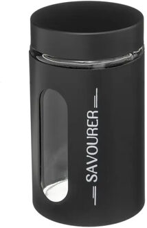 5five Voorraadbus/voorraadpot - 0,9L - RVS - met deksel - zwart - Voorraadpot