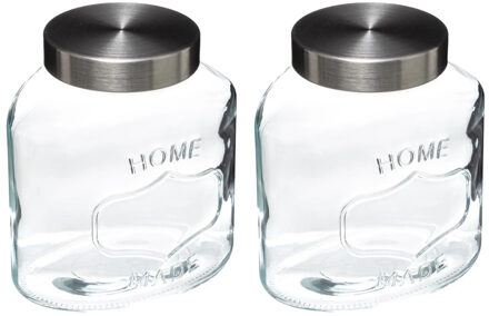 5five Voorraadpot - 2x stuks - 2,5 liter - RVS deksel - luchtdicht - voorraadbus