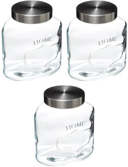 5five Voorraadpot - 3x stuks - 2,5 liter - RVS deksel - luchtdicht - voorraadbus