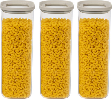 5five Voorraadpot - 4x - keuken/voedsel - glas - 2000 ml - luchtdichte deksel - transparant/beige