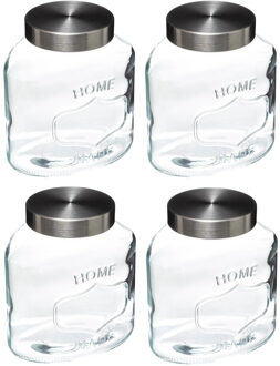 5five Voorraadpot - 4x stuks - 2,5 liter - RVS deksel - luchtdicht - voorraadbus