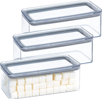 5five Voorraadpot - 5x - keuken/voedsel - kunststof - 1000 ml - luchtdichte deksel - transparant