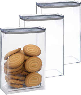 5five Voorraadpot - 5x - keuken/voedsel - kunststof - 4300 ml - luchtdichte deksel - transparant