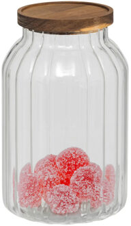 5five voorraadpot Acacia hout - glas - 3L - 14 x 23 cm - voorraadpotten - Voedsel/snoep/koekjes