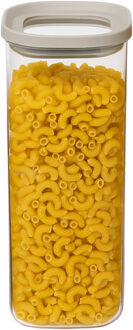 5five Voorraadpot - keuken/voedsel - glas - 1600 ml - luchtdichte deksel - transparant/beige