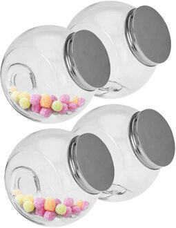 5five Voorraadpot met deksel - 4x - glas - 16 x 16 cm - 1,5L - snoeppot - voedsel bewaren