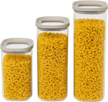 5five Voorraadpot set - keuken/voedsel - glas - 3 maten - luchtdichte deksel - transparant