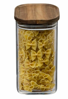 5five Voorraadpot voedsel - glas met acacia houten deksel - 1600 ml - luchtdichte deksel