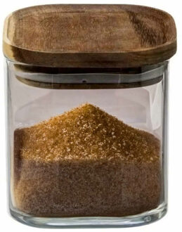 5five Voorraadpot voedsel - glas met acacia houten deksel - 600 ml - luchtdichte deksel