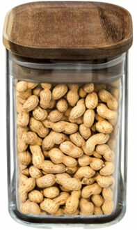 5five Voorraadpot voedsel - glas met acacia houten deksel - 900 ml - luchtdichte deksel