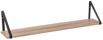 5five Wandplankje Aliaj - zwart/bruin - metaal/hout - 78 x 16 x 15 cm