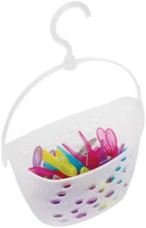 5five Wasknijpers - 24x st - gekleurd - in hangmandje - 21 x 13 cm - kunststof