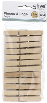 5five Wasknijpers - 72x stuks - hout - naturel - 9 cm - Was ophangen - Was knijpers