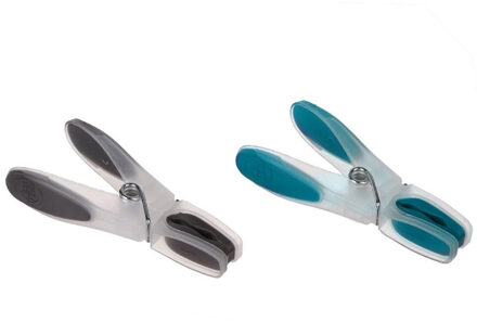 5five wasknijpers - 96x stuks - grijs en blauw - 8 cm - van kunststof - Was ophangen - Was knijpers