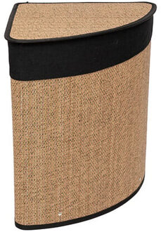 5five Wasmand - bamboe hout - met deksel - hoek model - naturel - 50 x 37 x 50 cm - 48 liter
