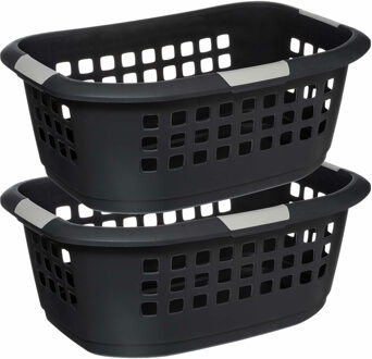 5five Wasmand extra groot - 2x - antraciet - kunststof - 51 liter - 67 x 47 x 27 cm