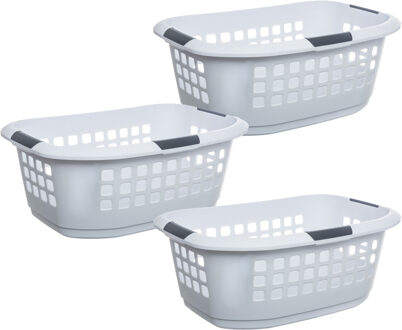 5five Wasmand extra groot - 3x - wit - kunststof - 51 liter - 67 x 47 x 27 cm