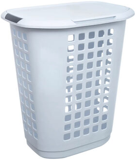 5five Wasmand met deksel - extra groot - wit - kunststof - 63 liter - 53 x 38 x 60 cm