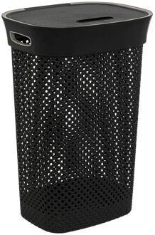 5five Wasmand met deksel Rotan - antraciet - gevlochten kunststof - 60 liter - 42 x 33 x 61 cm