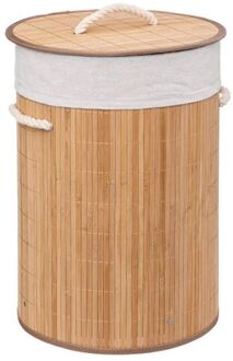 5five Wasmand van bamboe - 48 liter - 35 x 50 cm - met deksel - Wasmanden Bruin