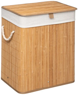 5five Wasmand van bamboe - 60 liter - 41 x 30 x 50 cm - met deksel