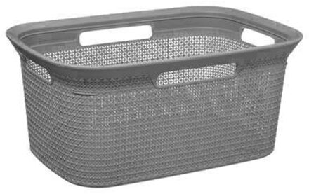 5five Wasmand van rotan gevlochten -A‚ grijs - kunststof - 45 liter - 59 x 41 x 27 cm - Wasmanden