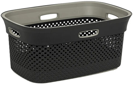 5five Wasmand van rotan gevlochten - antraciet - kunststof - 45 liter - 59 x 39 x 27 cm