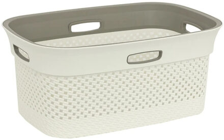 5five Wasmand van rotan gevlochten - gebroken wit - kunststof - 45 liter - 59 x 39 x 27 cm