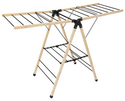 5five Wasrek/droogrek - zwart - bamboe - 95 x 137 cm - staand/inklapbaar