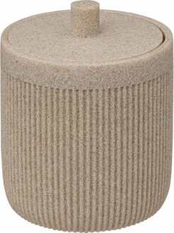 5five Wattendispenser - zandkleur - polyresin - 10 x 12 cm - Opbergbox Zwart